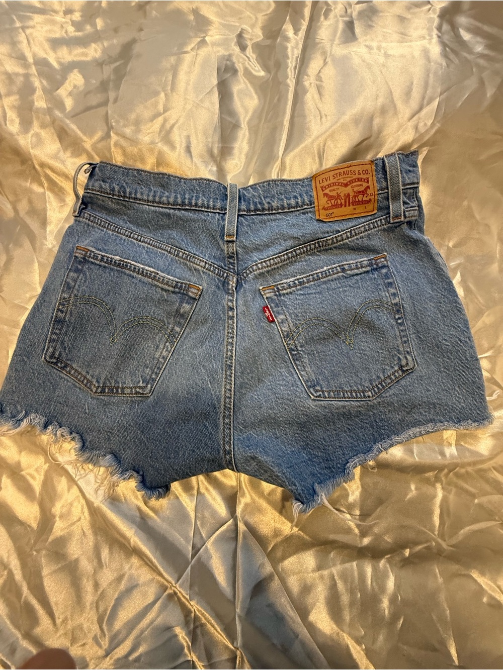 Levi's Distressed Light Blue Denim Cutoff Shorts